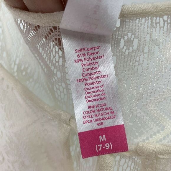 White Lace Back Popover Blouse Tassel M - Picture 9 of 9